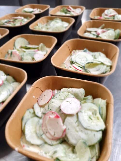 Frisse komkommer radijs salade met dille